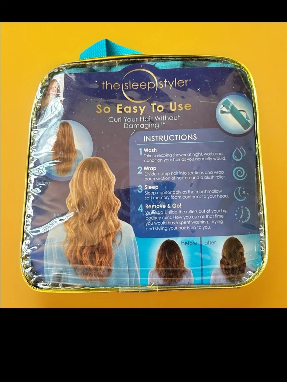 The Sleep Styler Large Heat-Free Hair Rollers 6in Blue, 8-Pack Memory Foam